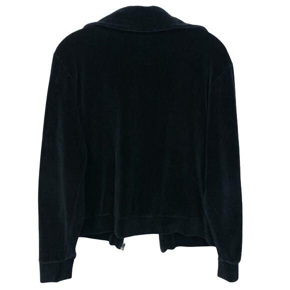 TALBOTS PETITES M Black Velour Velvet Full-Zip Workout Jacket Athleisure Lounge - Picture 12 of 12